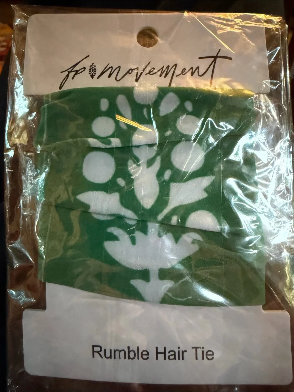 FP Movement by Free People Rumble Hair Tie Big BUTI Logo in Green White OS NWT